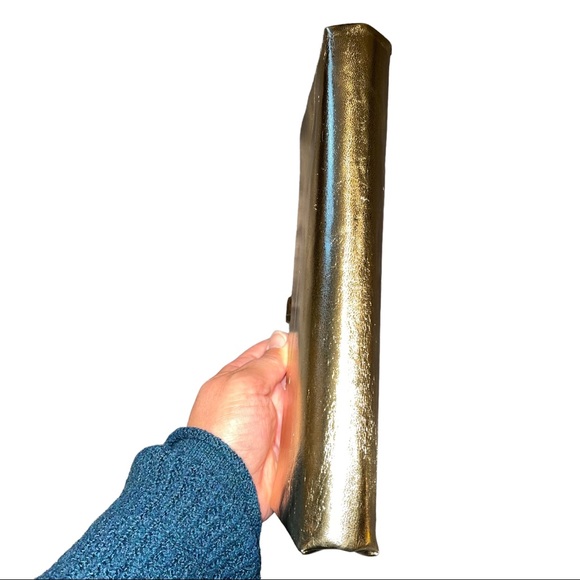 Vintage Gold Metallic Clutch Purse Women’s Evening Handbag - Picture 4 of 7